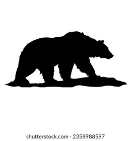 A large wild bear symbol in the center as a hatch of black lines on a white circle. Interlaced effect. Seamless pattern with striped black and white diagonal slanted lines