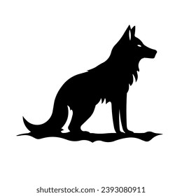 A large wild wolf symbol in the center. Isolated black symbol