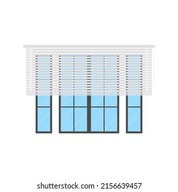 Large window with blinds. Isolated Cartoon style. Vector illustration