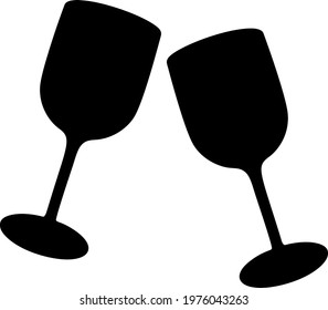 Large wine glasses included. Vector image.