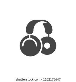 Large wireless headphones icon. Device for listening to music and different sounds. Instrument of DJs, radio presenters, recording studios. Modern gadget flat label. Vector illustration isolated