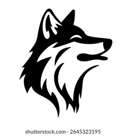 A large wolf head in the center. Isolated black symbol