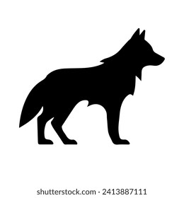Un gran símbolo de lobo en el centro. Símbolo negro aislado