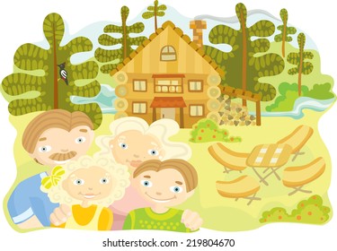 large wooden house for a family in the country