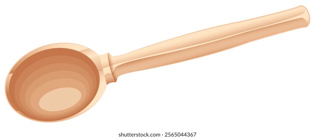 Large wooden tablespoon vector illustration isolated on white background natural kitchenware