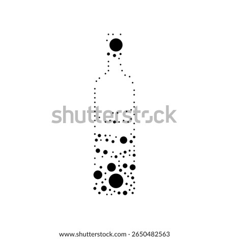 A large the world in a bottle symbol in the center made in pointillism style. The center symbol is filled with black circles of various sizes. Vector illustration on white background