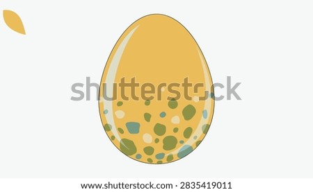 Large yellow dinosaur egg with green and brown spots on a shell isolated on a plain white background.