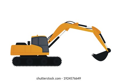 Large yellow excavator. vector illustration.