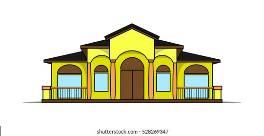 large yellow house villa vector design