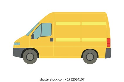 Large yellow van on a white background - Vector illustration