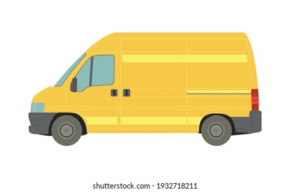 Large yellow van on a white background - Vector illustration