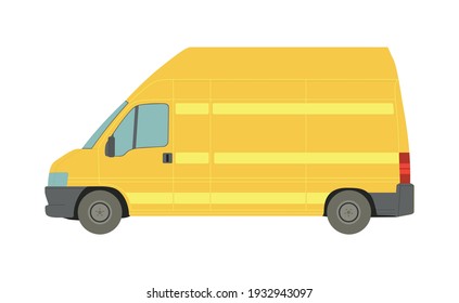 Large yellow van on a white background - Vector illustration