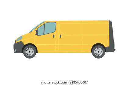 Large yellow van on a white background - Vector illustration