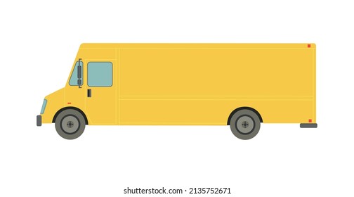 Large yellow van on a white background - Vector illustration