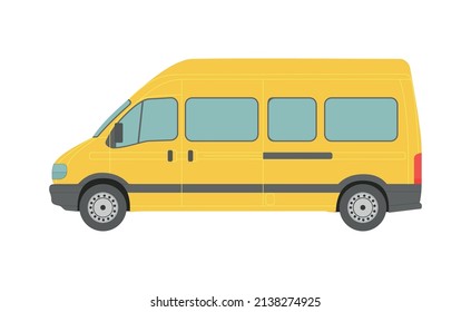 Large yellow van on a white background - Vector illustration