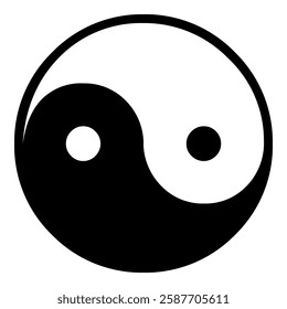 A large yin yang symbol in the center. Isolated black symbol