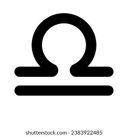 A large zodiac libra symbol in the center. Isolated black symbol