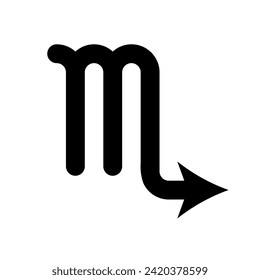 A large zodiac scorpio symbol in the center. Isolated black symbol