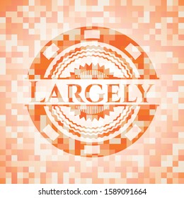 Largely orange mosaic emblem. Vector Illustration. Detailed.