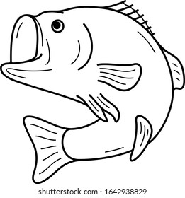 Largemouth Bass Fish. Alabama State Symbol. Vector Outline Icon.