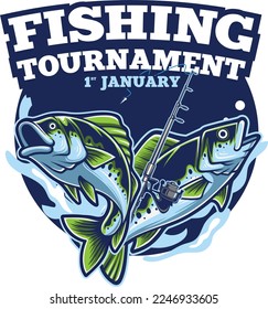 largemouth bass fish badge logo tournament