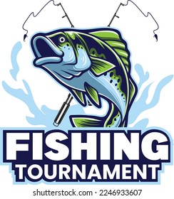 largemouth bass fish badge logo tournament