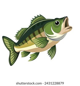 Largemouth bass fish flat vector illustration