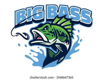 Largemouth Bass Fish Mascot Logo