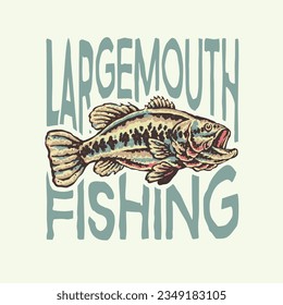 largemouth bass fishing club with a vintage tattoo style illustration