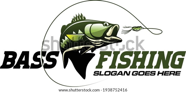 largemouth bass fishing logo. unique and fresh\
largemouth fish jumping out of the water. great to use as your bass\
fishing activity. 