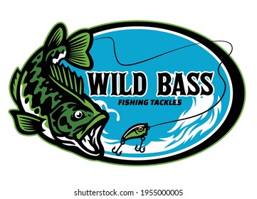 Largemouth Bass Fishing Tackle Sign Design Stock Vector (Royalty Free ...