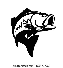 Largemouth Bass Logo template. Unique & simple Largemouth bass jumping out of the water. 