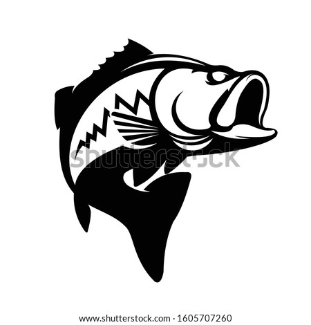 Largemouth Bass Logo template. Unique & simple Largemouth bass jumping out of the water. 