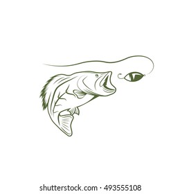 largemouth bass and lure vector design template