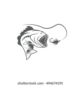 largemouth bass and lure vector design template