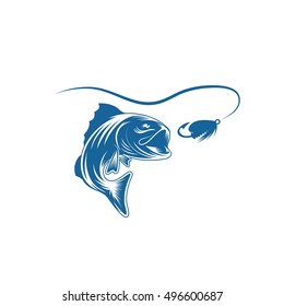 largemouth bass and lure vector design template