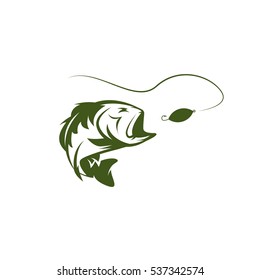largemouth bass and lure vector design template