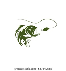 largemouth bass and lure vector design template