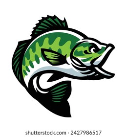 Largemouth Bass Mascot Jumping Out Water