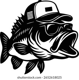 Largemouth Bass in Mullet Trucker Hat Vector – Funny Southern Fishing Design for Stickers, Shirts, and Cricut Crafts