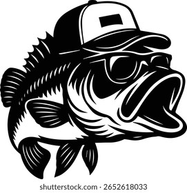 Largemouth Bass in Mullet Trucker Hat Vector – Funny Southern Fishing Design for Stickers, Shirts, and Cricut Crafts
