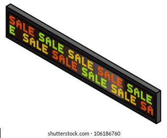 A larger LED sign showing the word SALE in different colors.