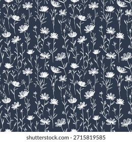 Patrones azules y blancos a Grande escala, patrones de hojas, patrones de Vector repetidos sin costuras, patrones y diseños de impresión textil. Ilustraciones vectoriales.