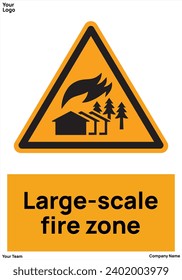 Large-scale fire zone signs symbol standard iso 7010