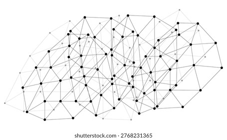 Large-scale network graph with numerous interconnected black nodes and transparent edges complex data visualization