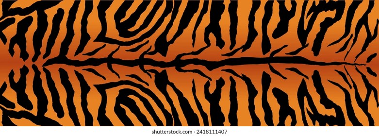 Large-size tiger skin pattern. The leather texture of the tiger's upper back. Seamless orange tiger print pattern