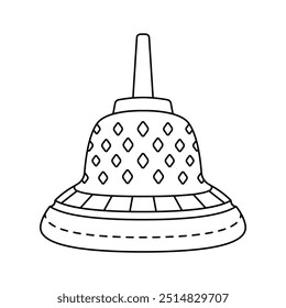 Largest Buddhist temple in the world, located in Indonesia, borobudur vector design
