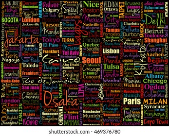 Largest Cities World Word Cloud Collage Stock Vector (Royalty Free ...