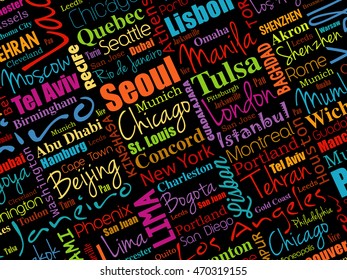 Largest Cities World Word Cloud Collage Stock Vector (Royalty Free ...