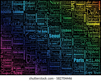 Largest Cities World Word Cloud Collage Stock Vector (Royalty Free ...